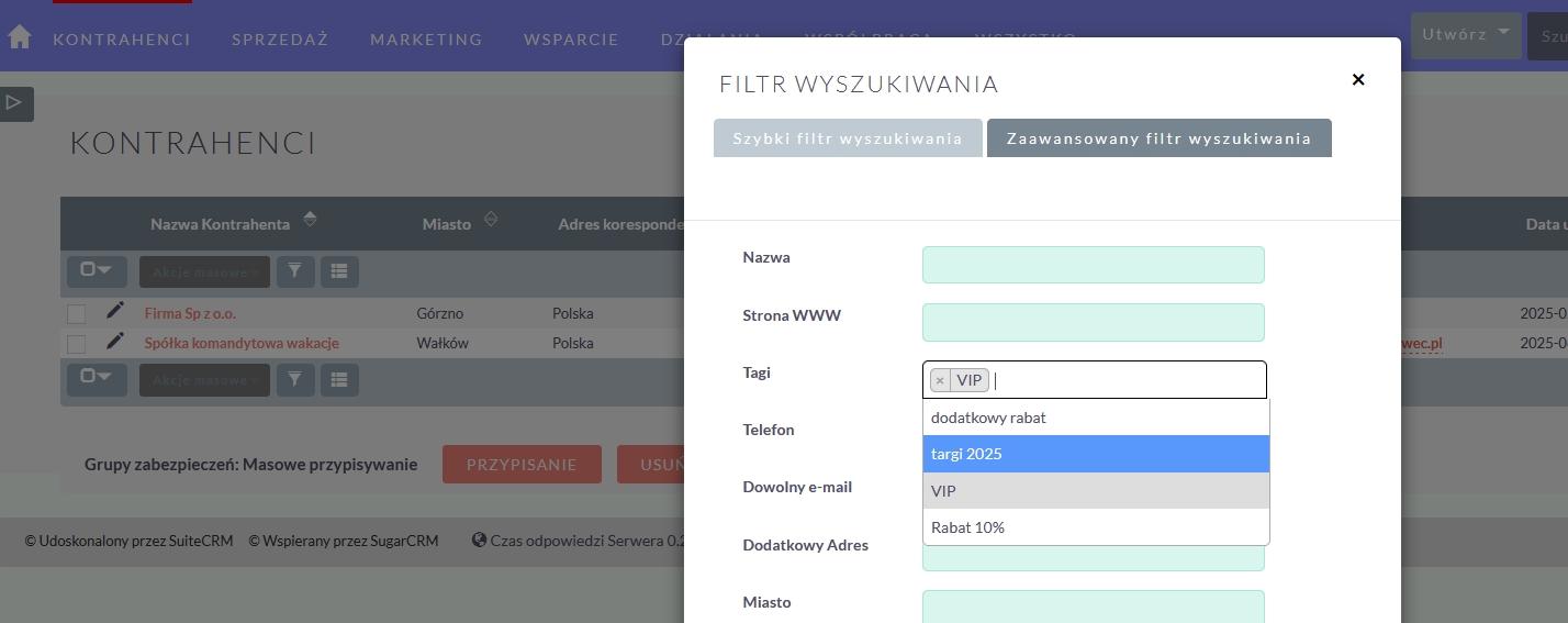 Wyszukiwanie pod tagach